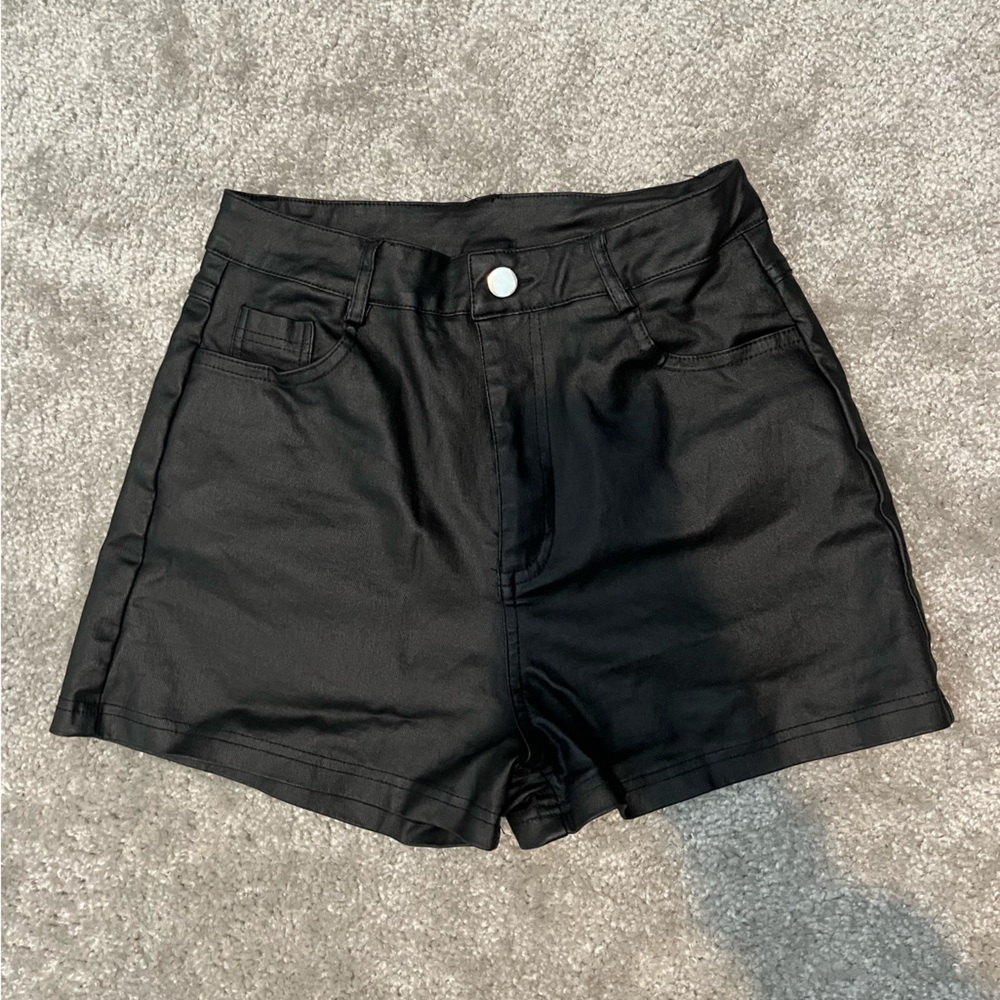faux leather black shorts